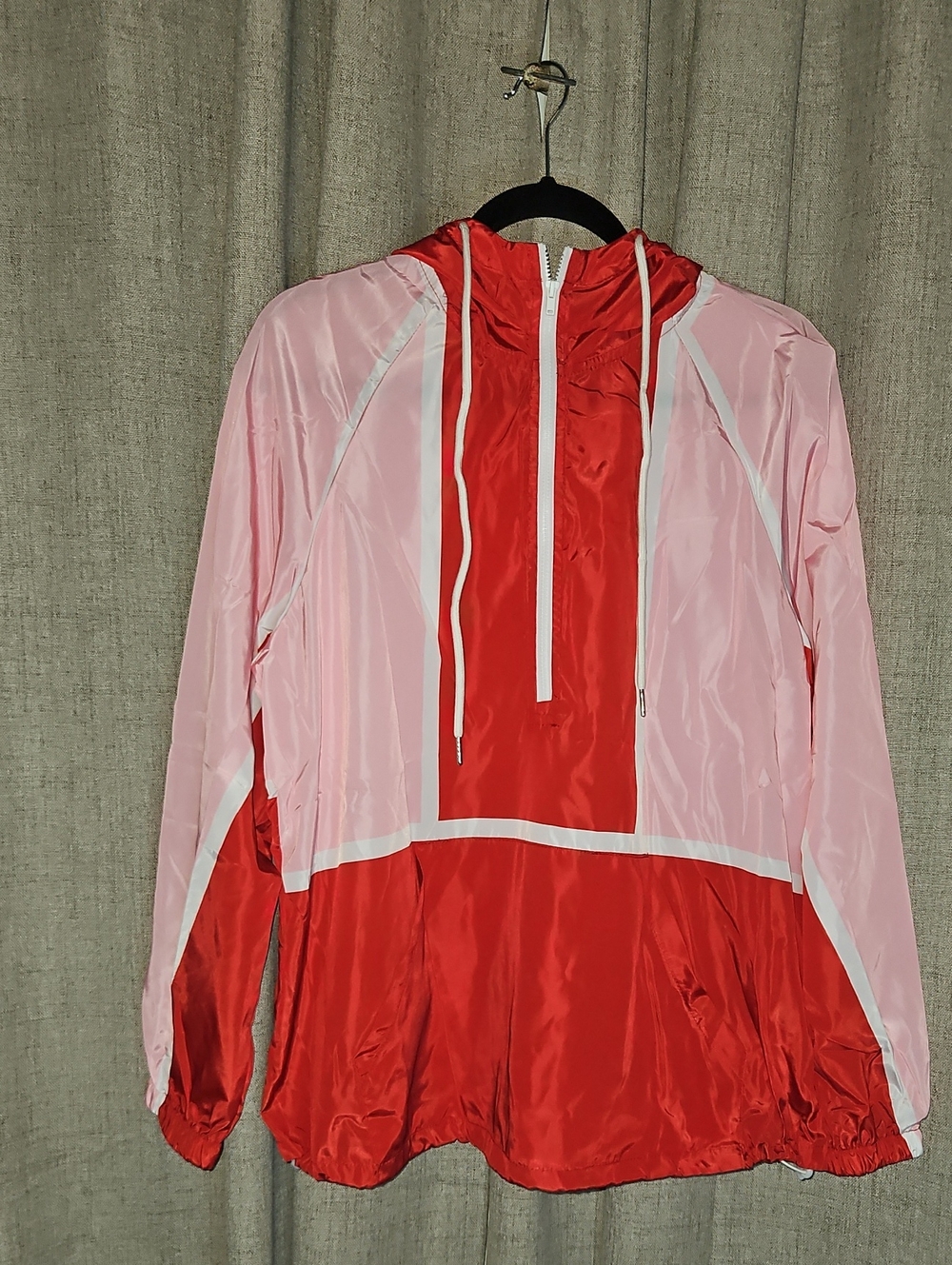 Lightweight Pink & Red Windbreaker Jacket with Hood With Pockets
